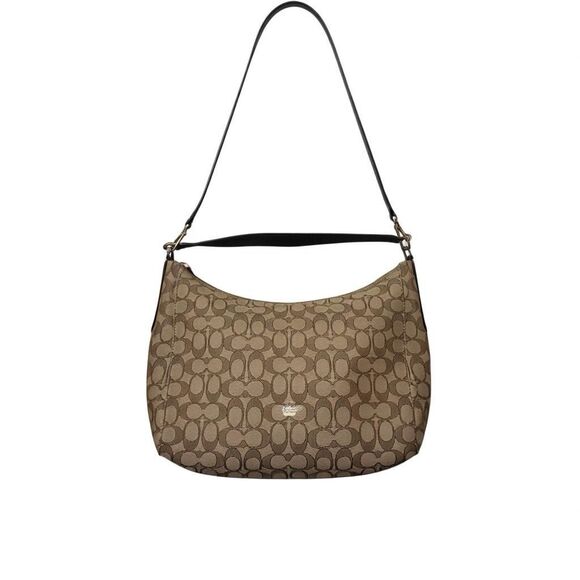 Coach Beige Signature Canvas Convertible Celeste Hobo Medium Size Brown Gold - Picture 2 of 15